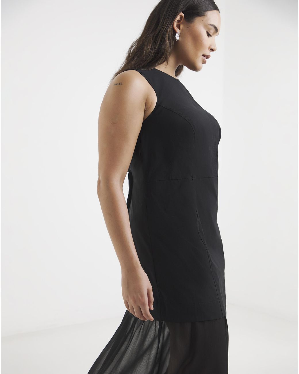 Simply Be Black 1 Sheer Skirt Midi Dress
