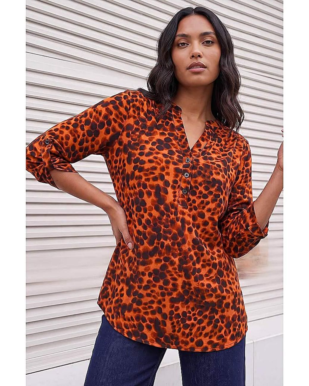 Roman Multicolor Roman Spot Print Stretch Top