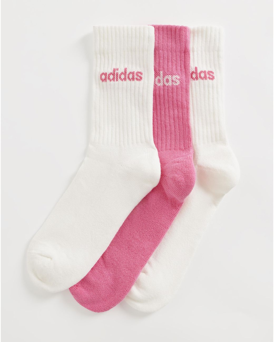 Adidas Pink 3 Pack Logo Crew Socks