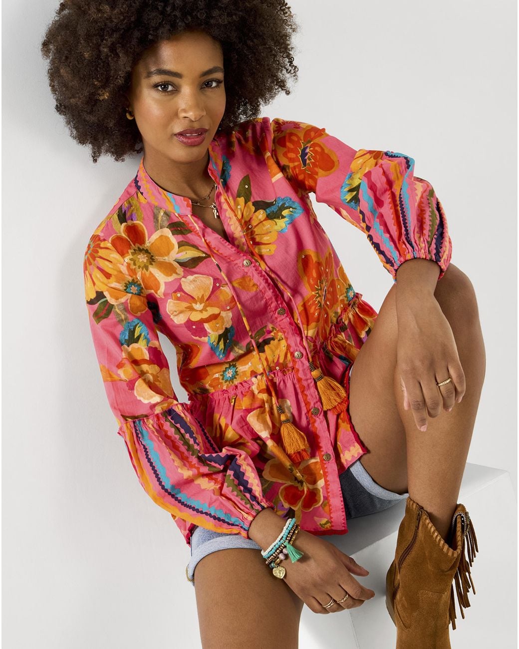 Joe Browns Red Sunshine Days Printed Top
