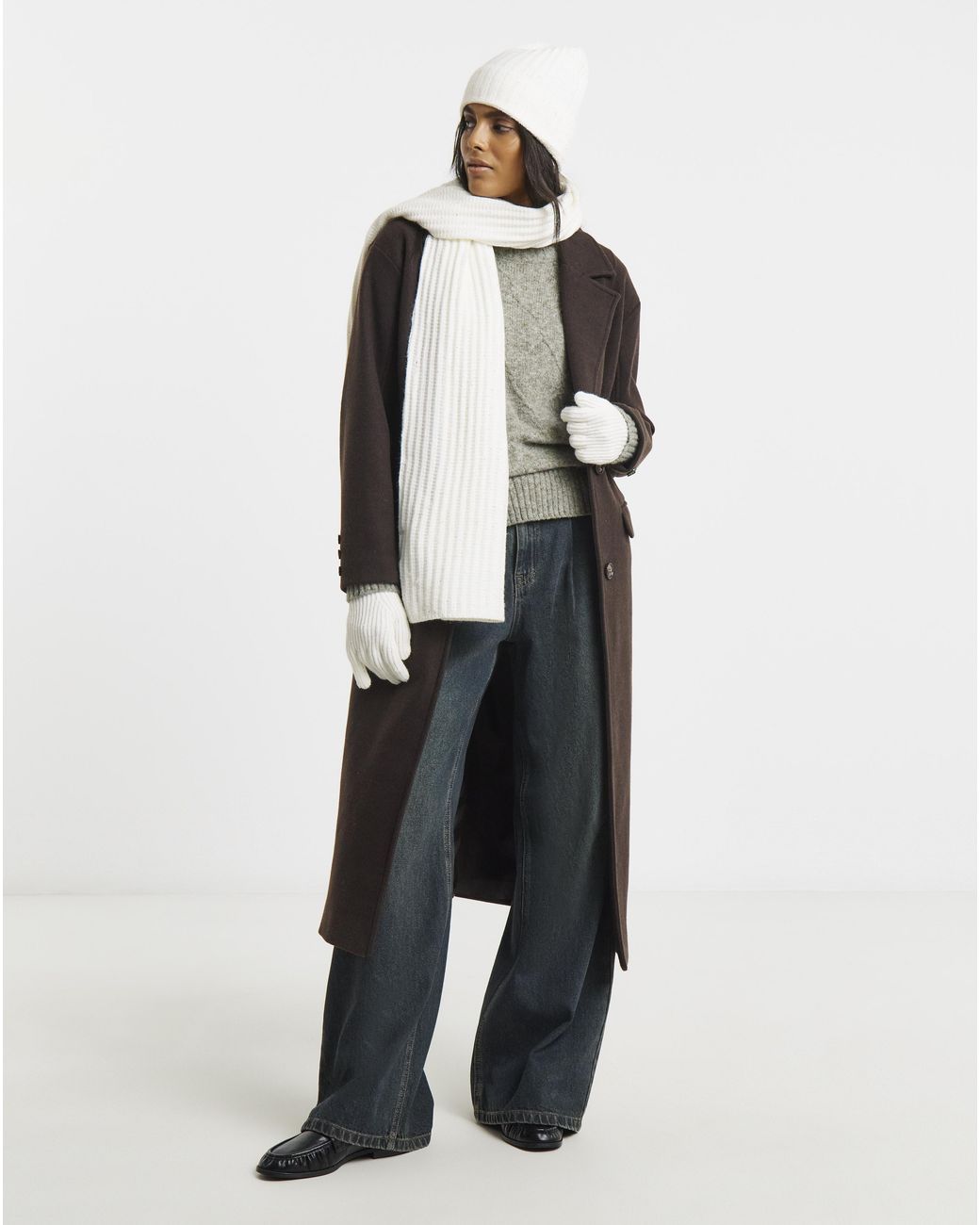 JD Williams Natural Sequin Detail Scarf, Hat & Glove Set