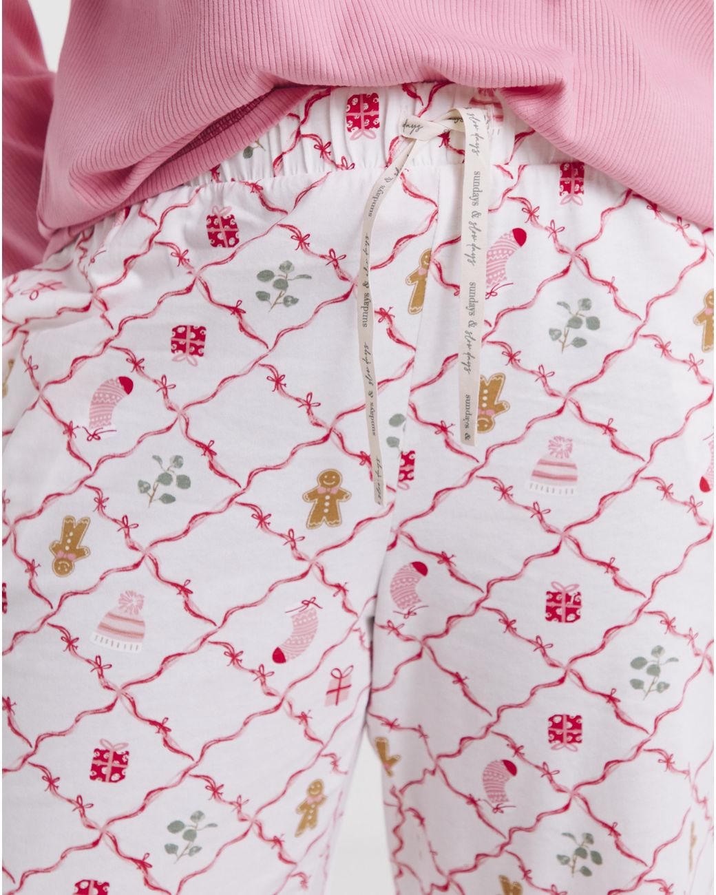 Simply Be Pink Christmas Ribbed 2 Pack Pj Sets