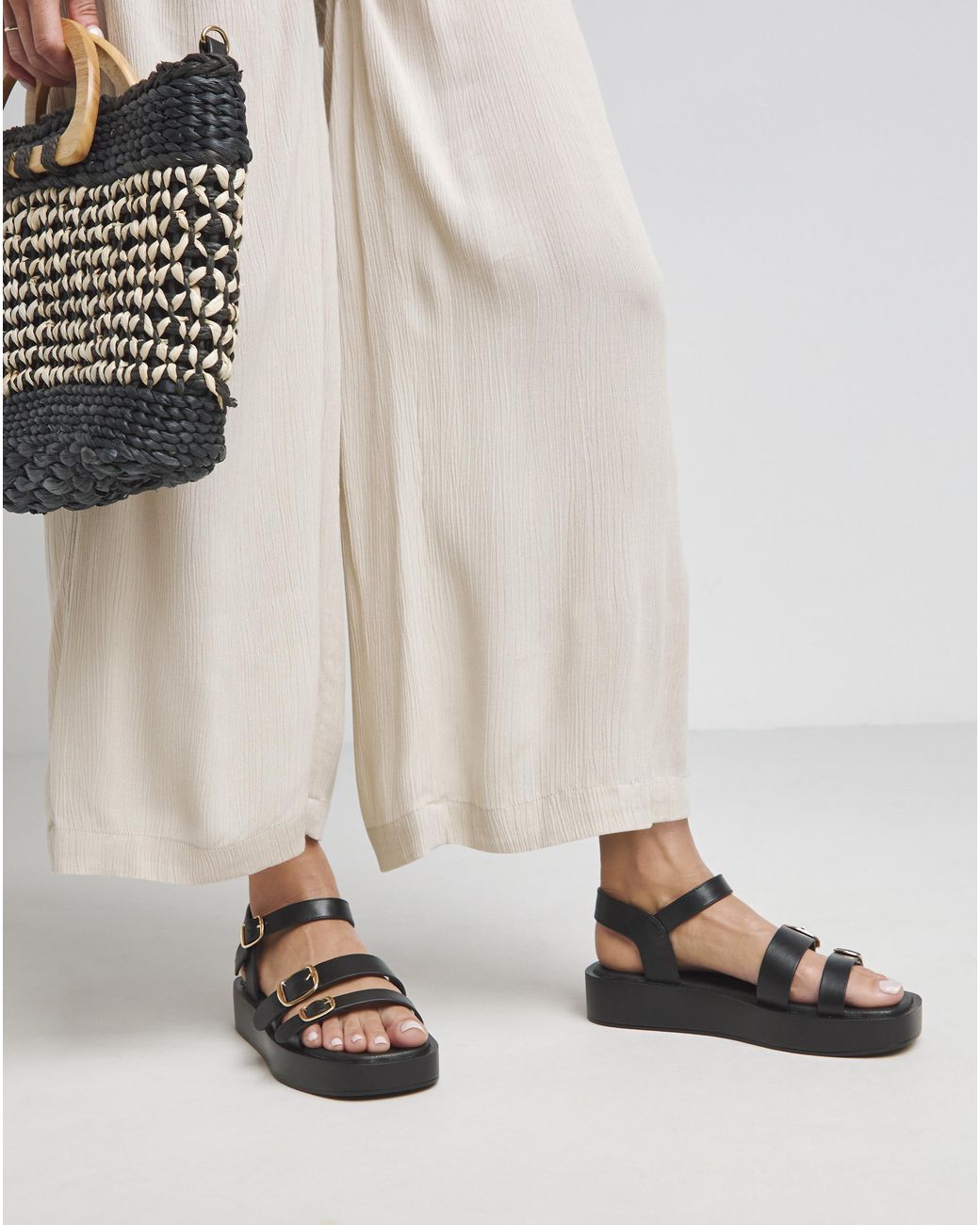 Simply Be Natural Chunky Multi Buckle Sandal Ex Wide