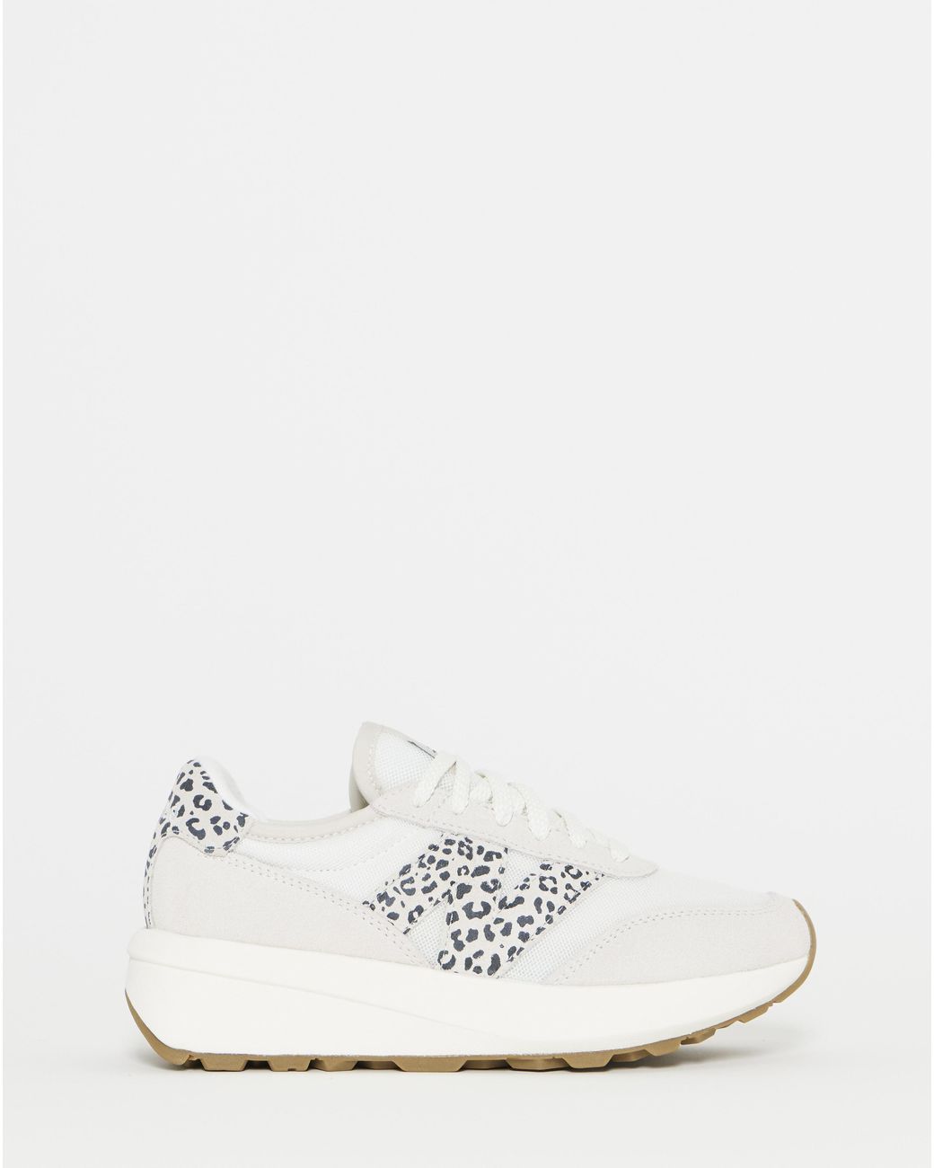 New Balance White 370 Animal Print Trainers