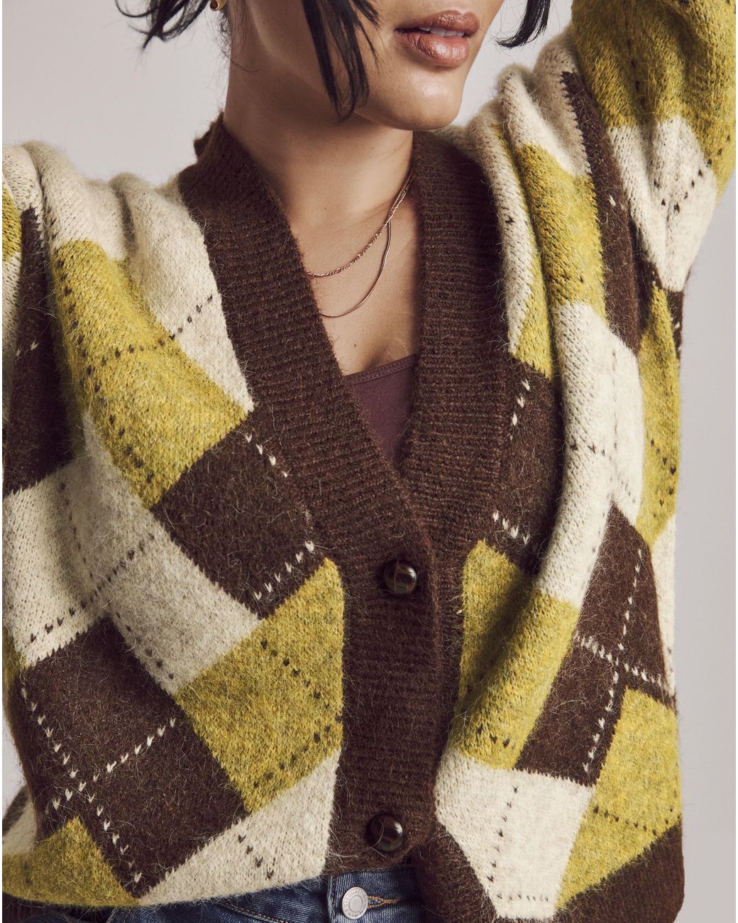 Julipa Multicolor Argyle Cardigan
