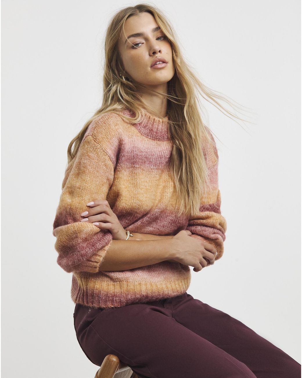 Native Youth Red Striped Fluff Jumper