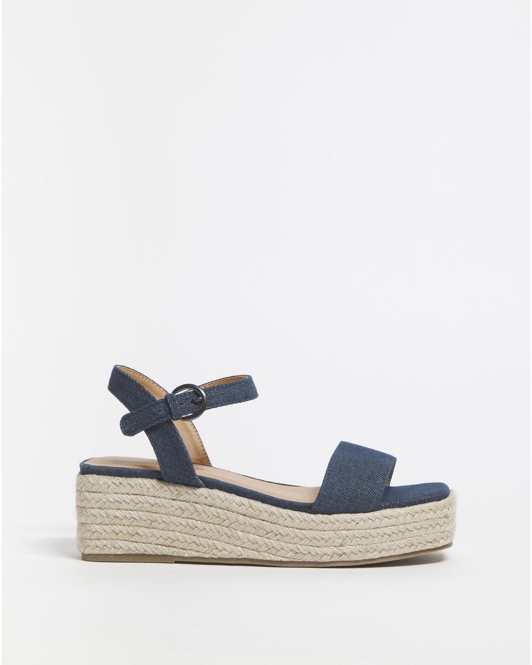 Simply Be White Square Toe Espadrille Flatform Sandals