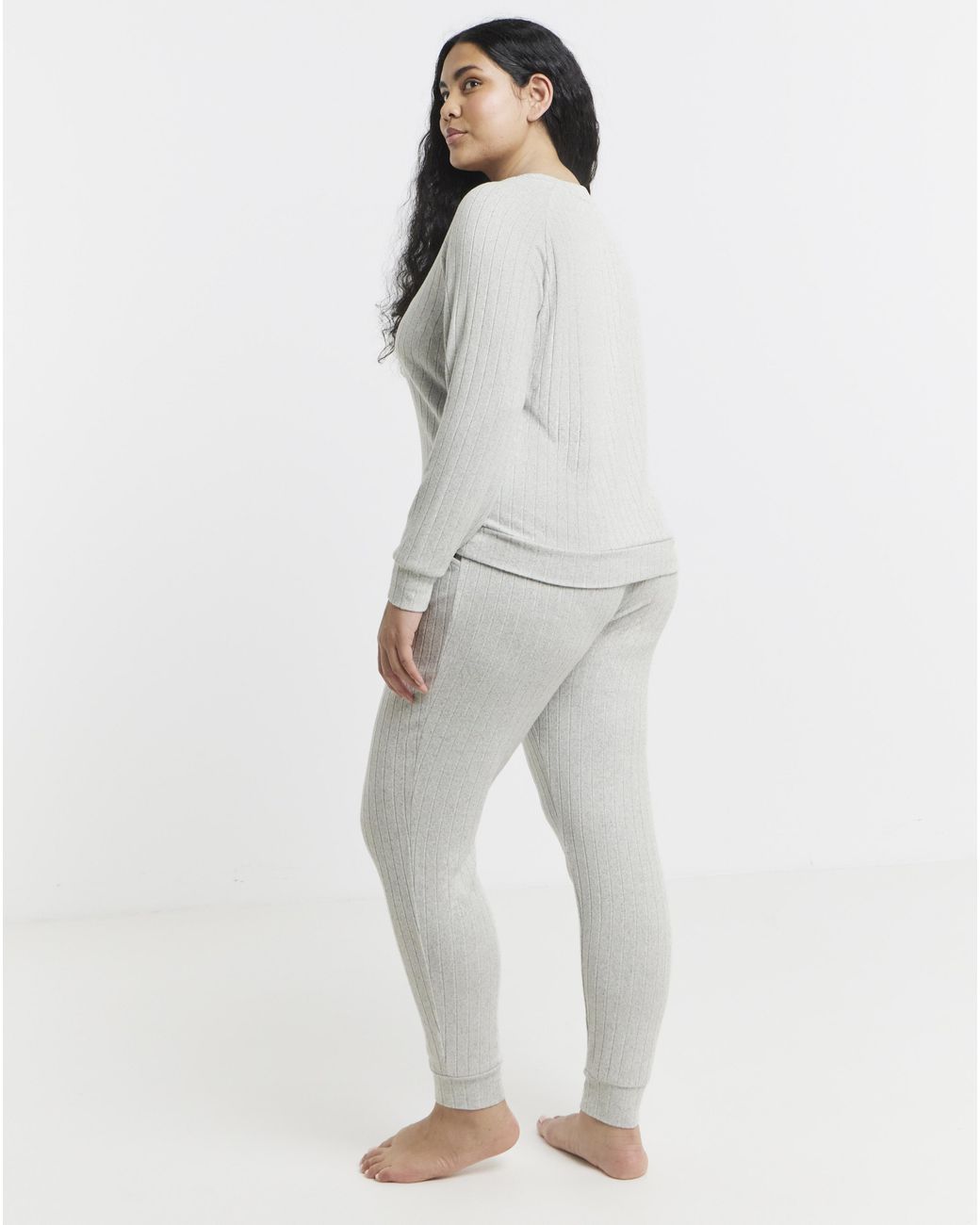 Figleaves Gray Soft Rib Lounge Set