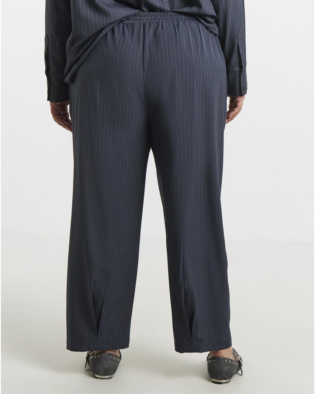 Simply Be Blue Pinstripe Peg Leg Trousers
