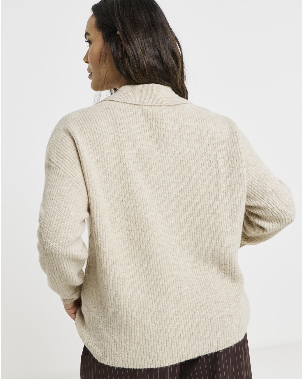 Simply Be Natural V-Neck Collared Jumper