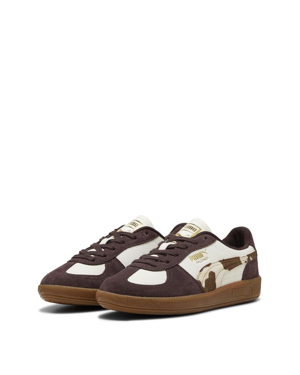 PUMA Brown Palermo Cow Print Trainers