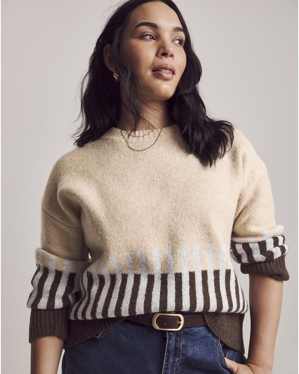 Julipa Natural Knitted Stripe Jumper