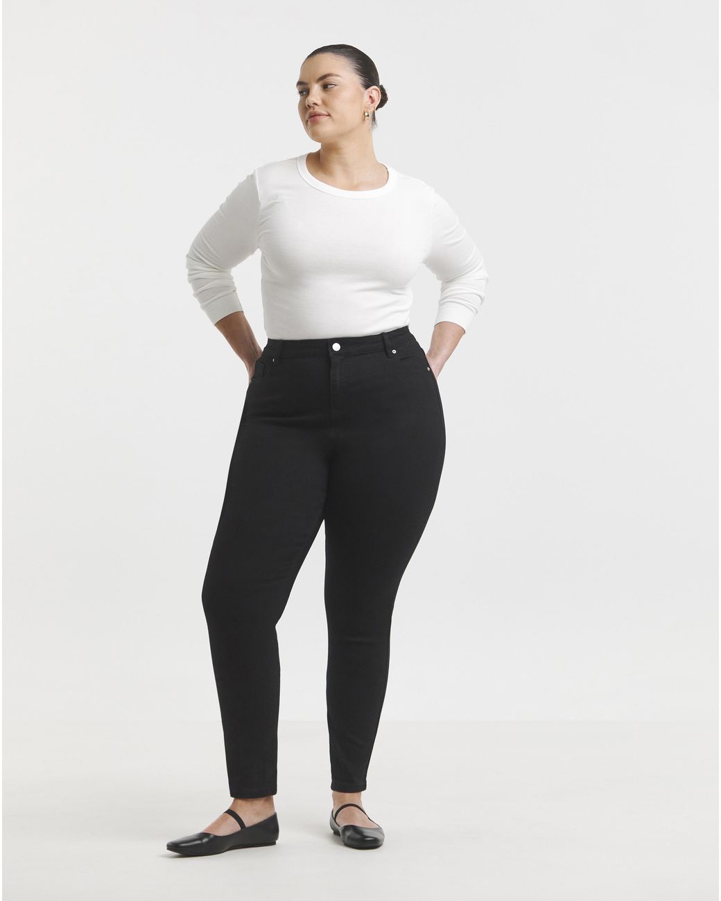 Simply Be Black Slim Highwaist Super Stretch Jeans