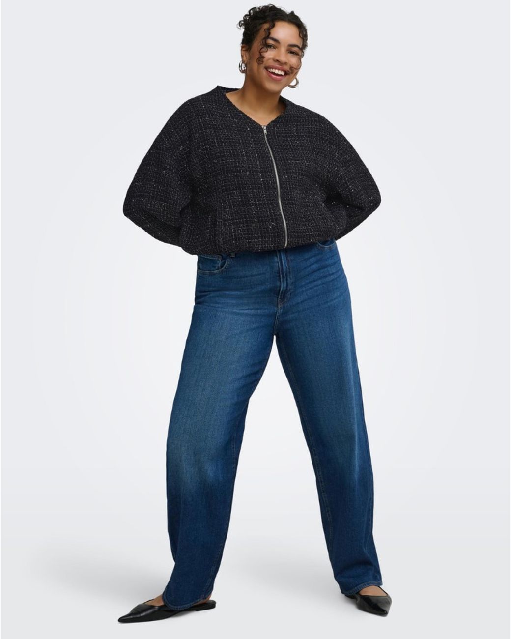 ONLY Blue Boucle Glitter Bomber