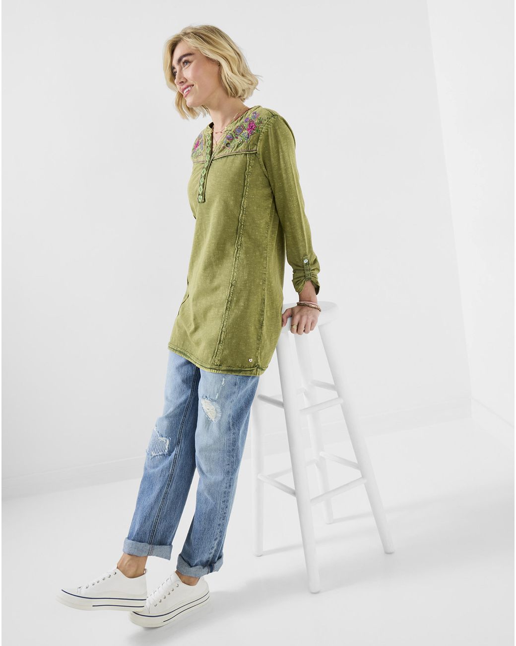 Joe Browns Blue Jb Boho Embroidered Jersey Tunic Top