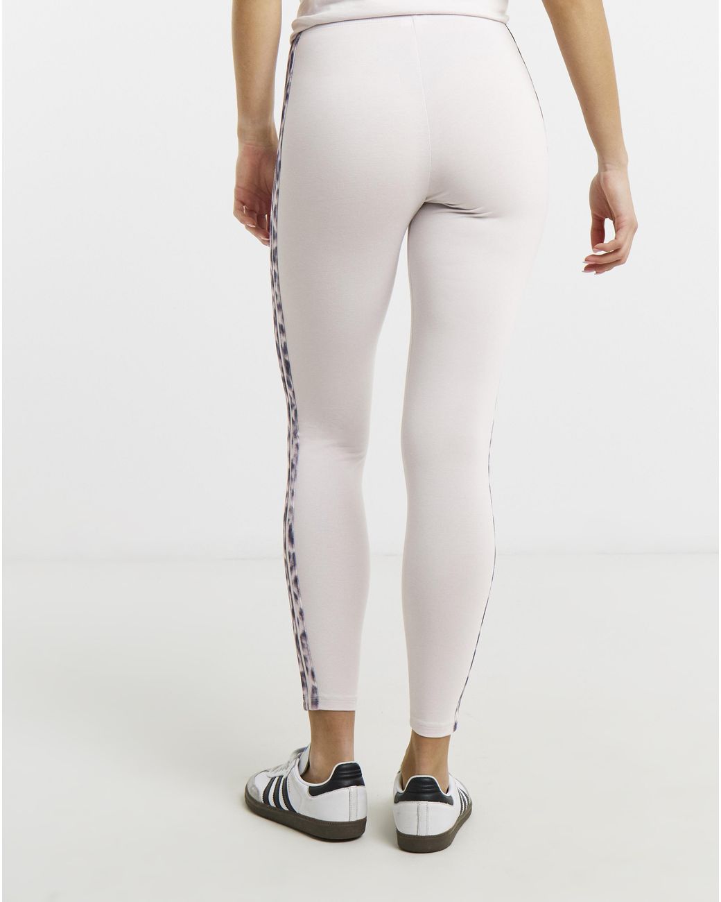 Adidas White 3 Stripe Print Leggings