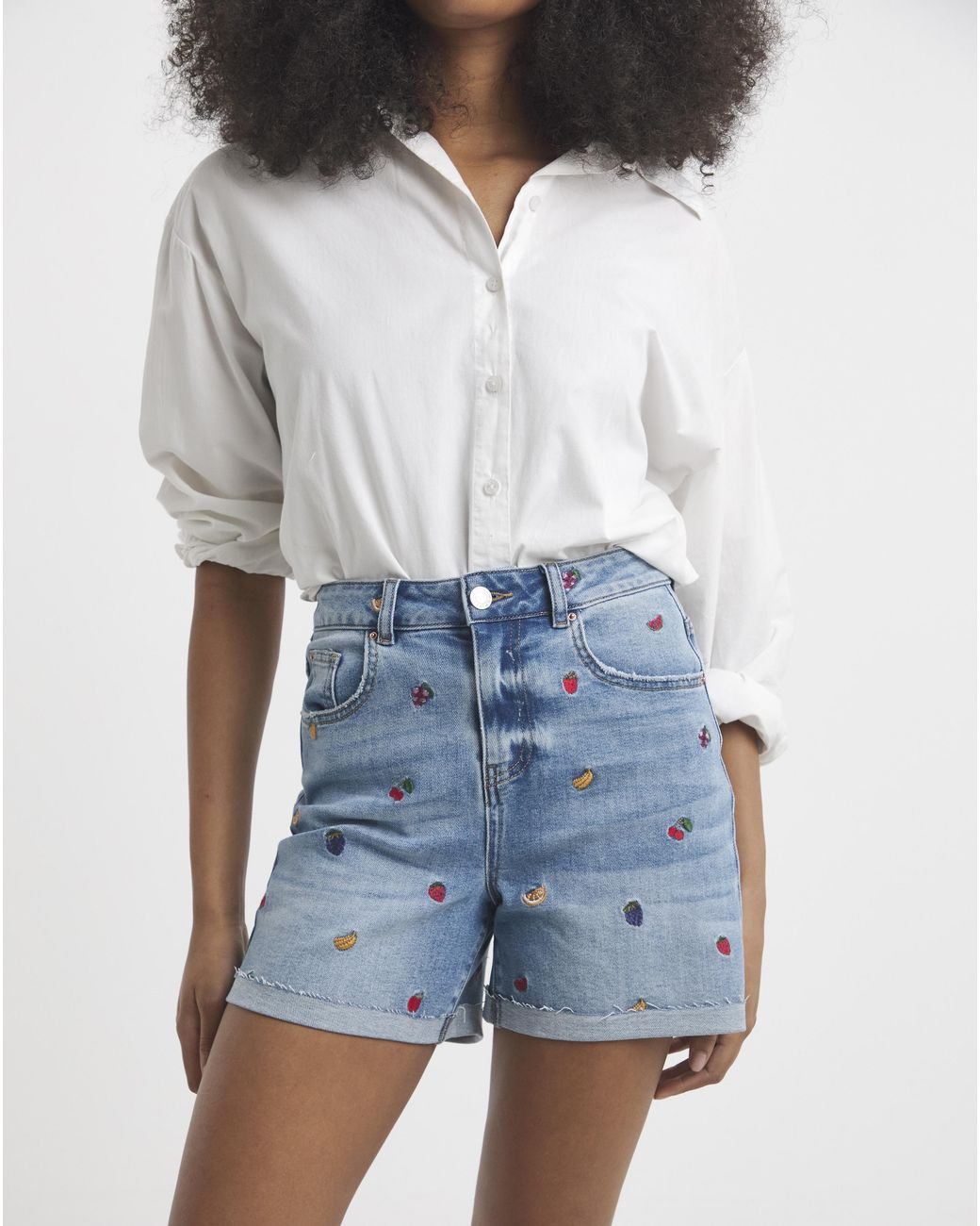 Simply Be Blue Sbe Fruit Roll Hem Short