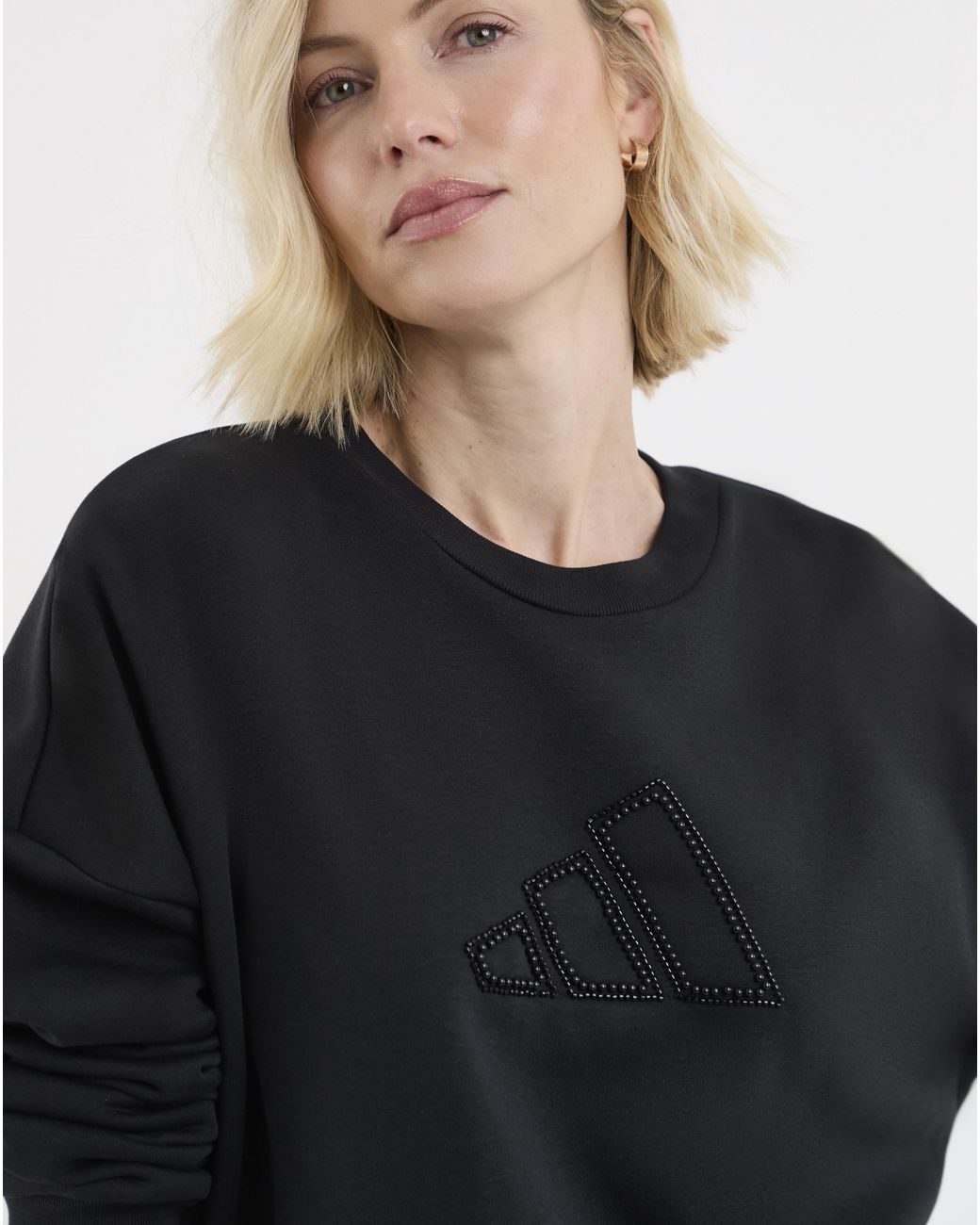 Adidas Blue Crew Neck Pearl Logo Sweatshirt