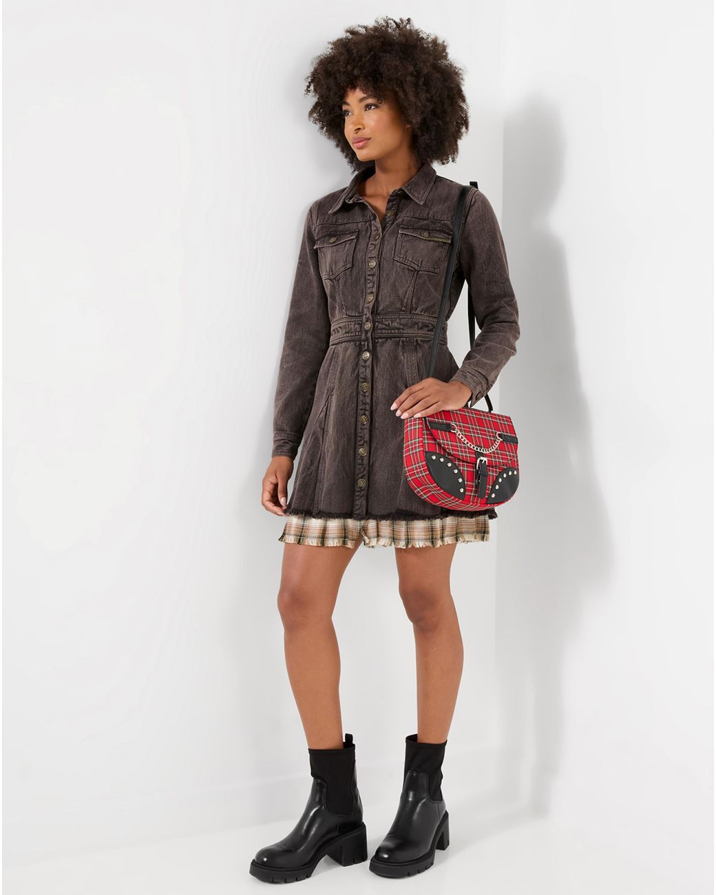 Joe Browns Gray Layered Denim Mini Dress