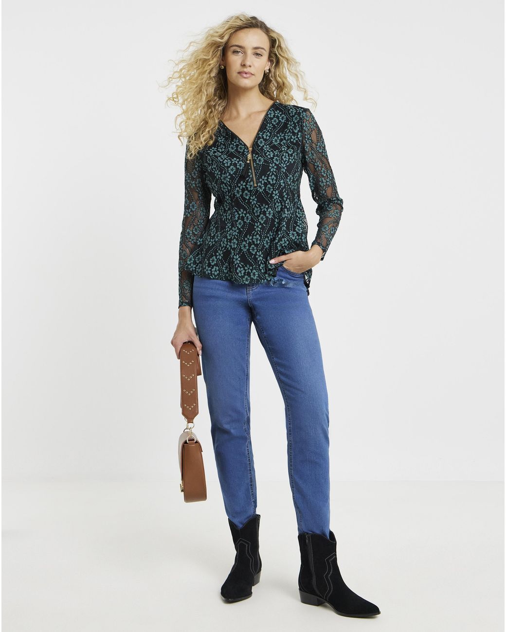Joe Browns Blue Georgie Lace Zip Top