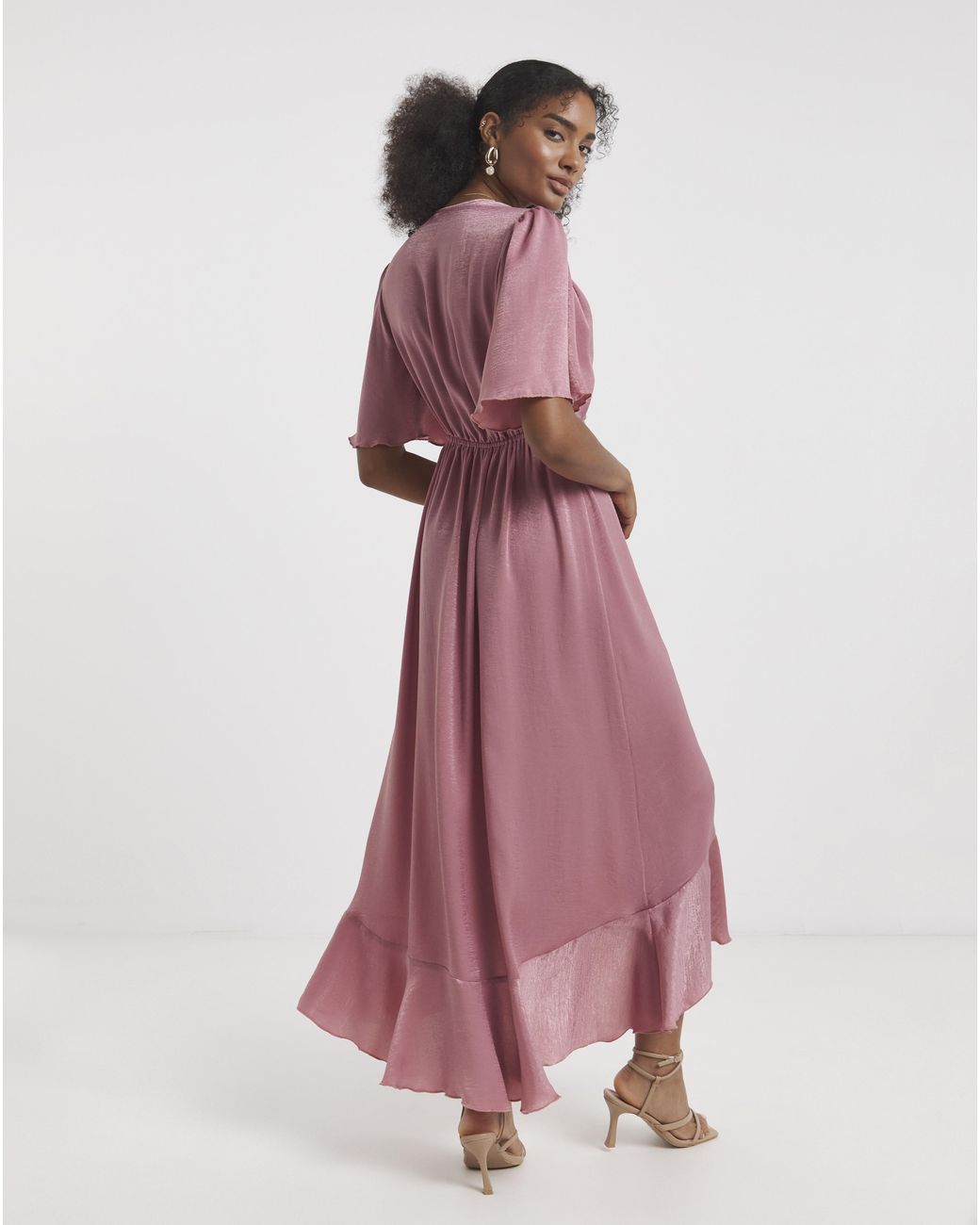 Flounce London Pink Satin Maxi Dress