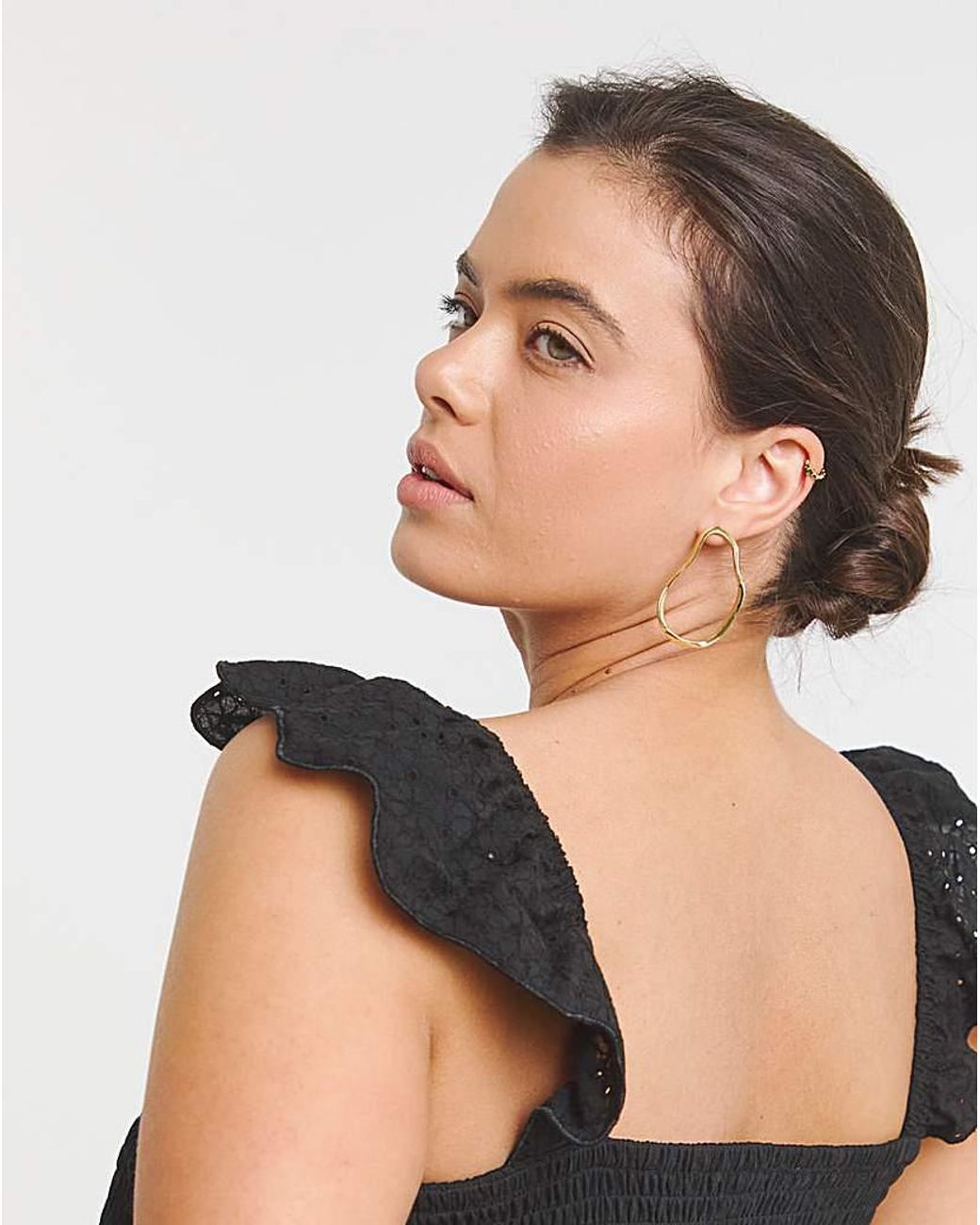 Simply Be Black Broderie Ruched Bust Vest