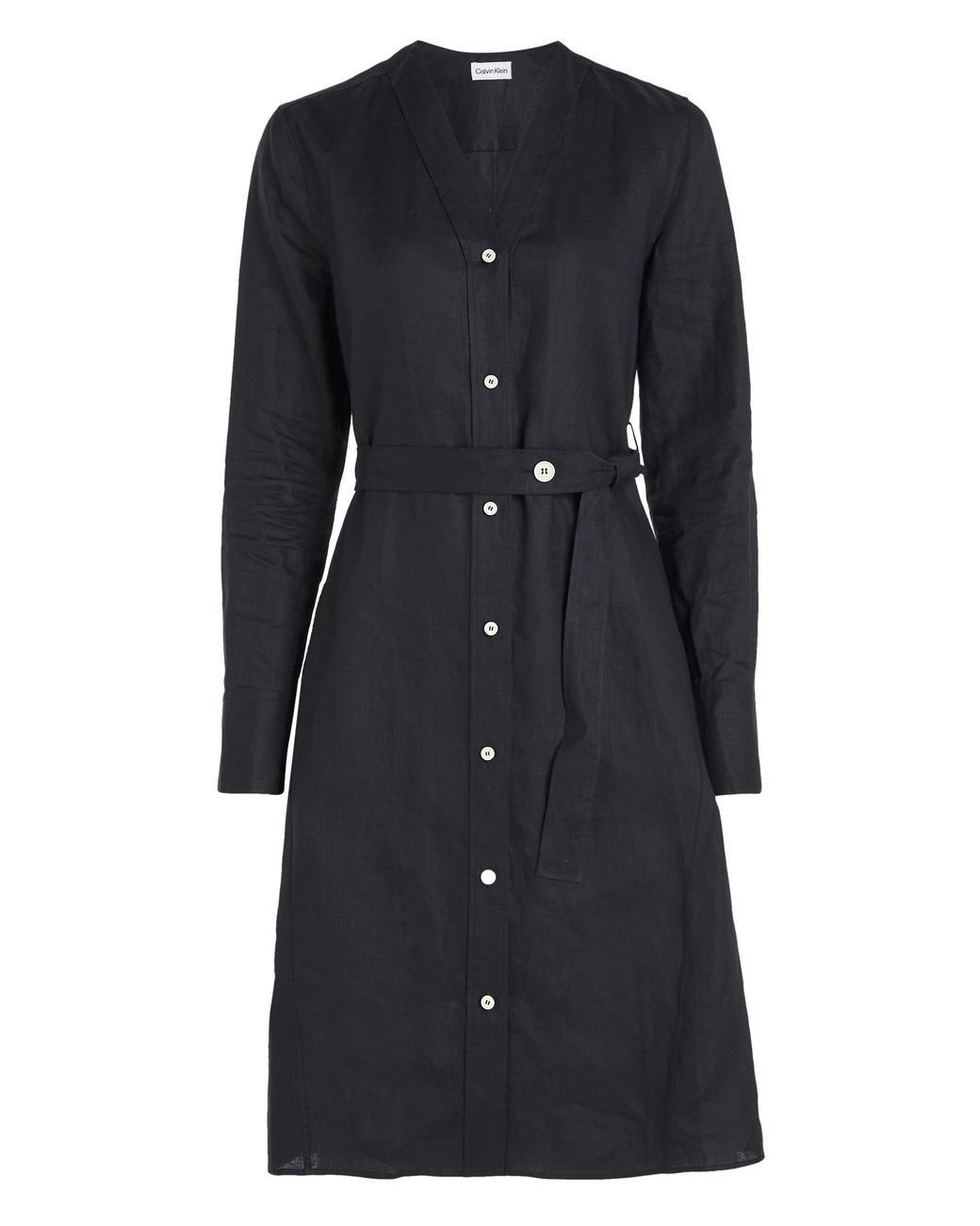 Calvin Klein Black Linen Midi Dress