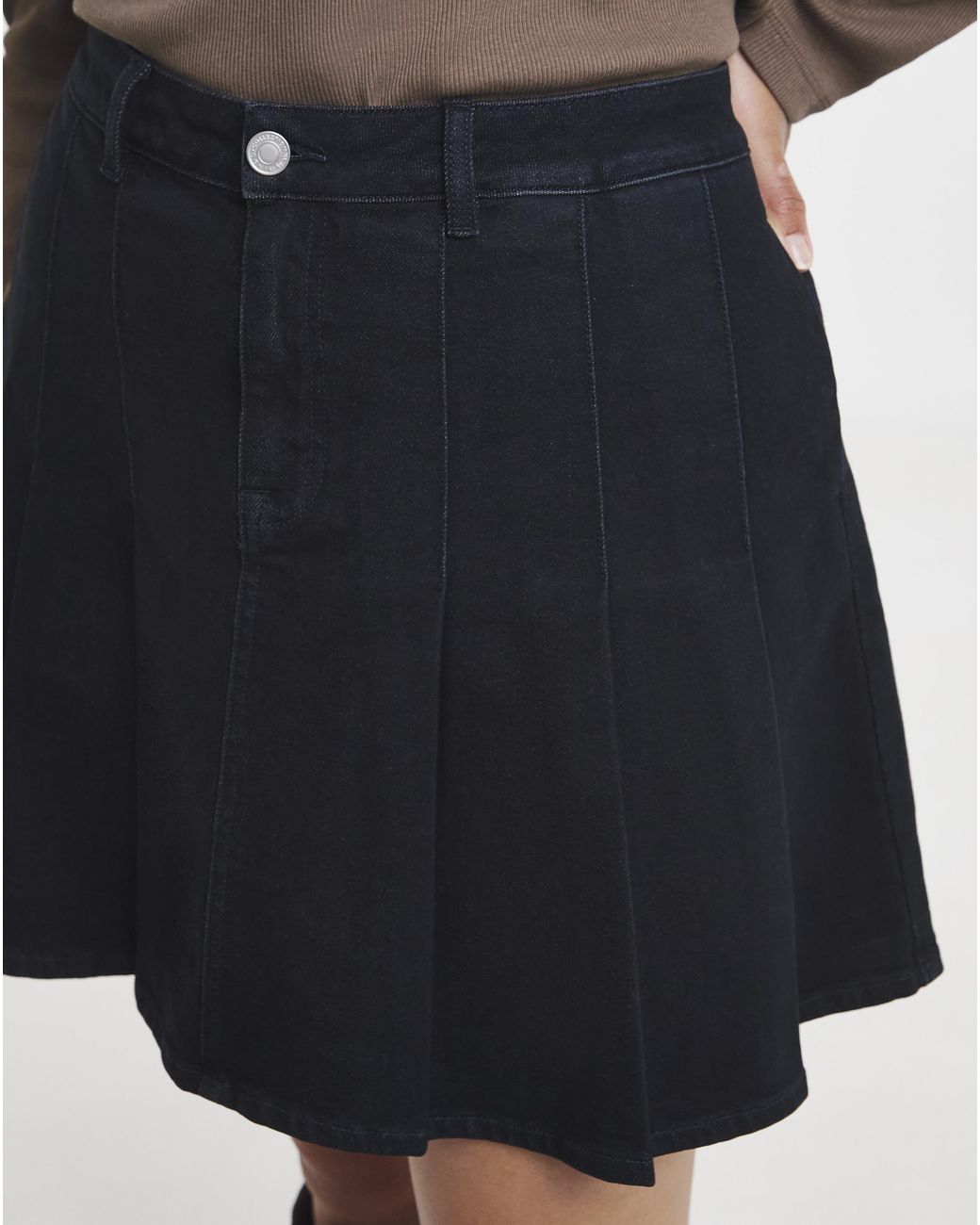 Simply Be Blue Pleated Denim Mini Skirt