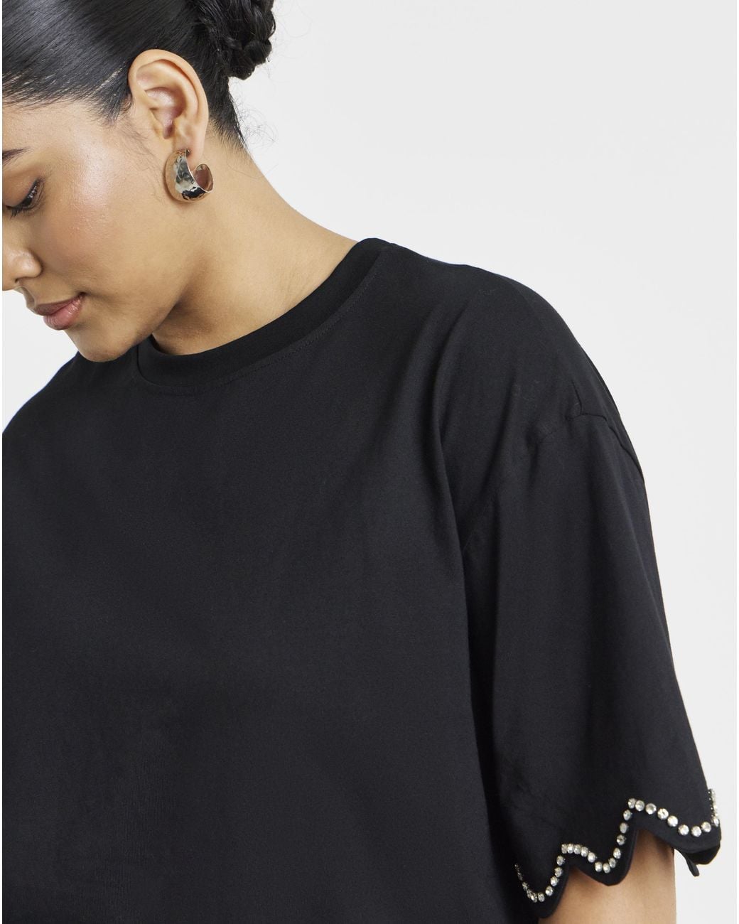 Simply Be Black Scallop Embellished Hem