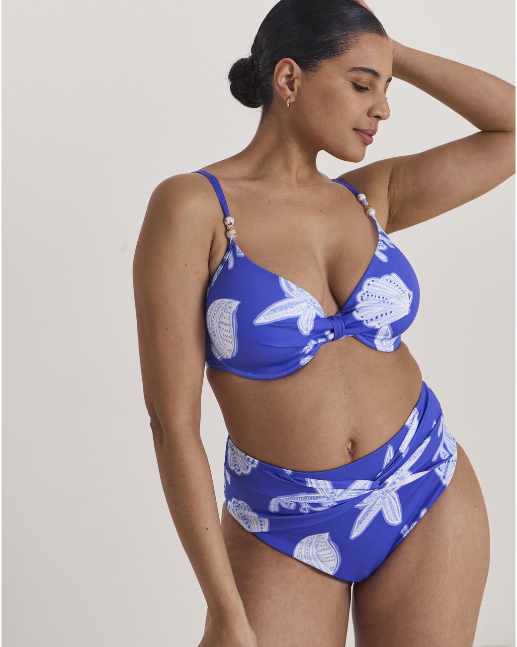 MAGISCULPT Blue Shell Print Bead Detail Bikini Brief