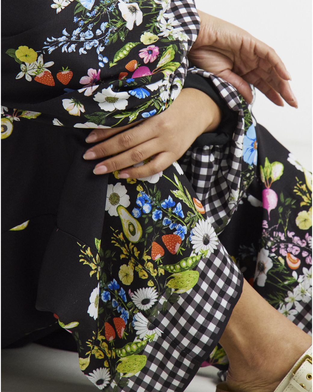 Simply Be Blue Fruit & Veg Print Trouser