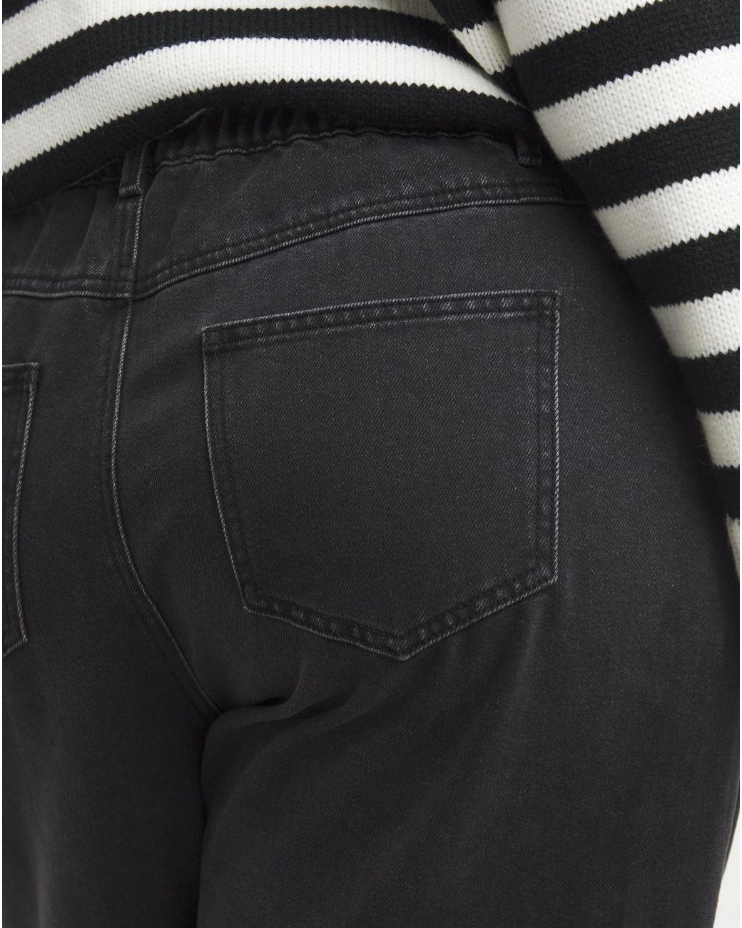 Simply Be Black Pleat Detail Wide Leg Jeans