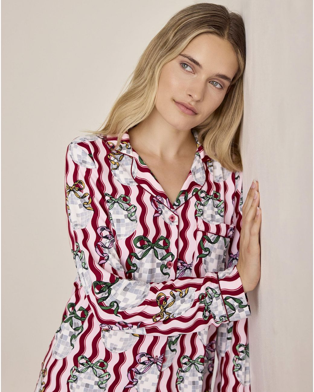 Chelsea Peers Pink Classic Long Button Up Set