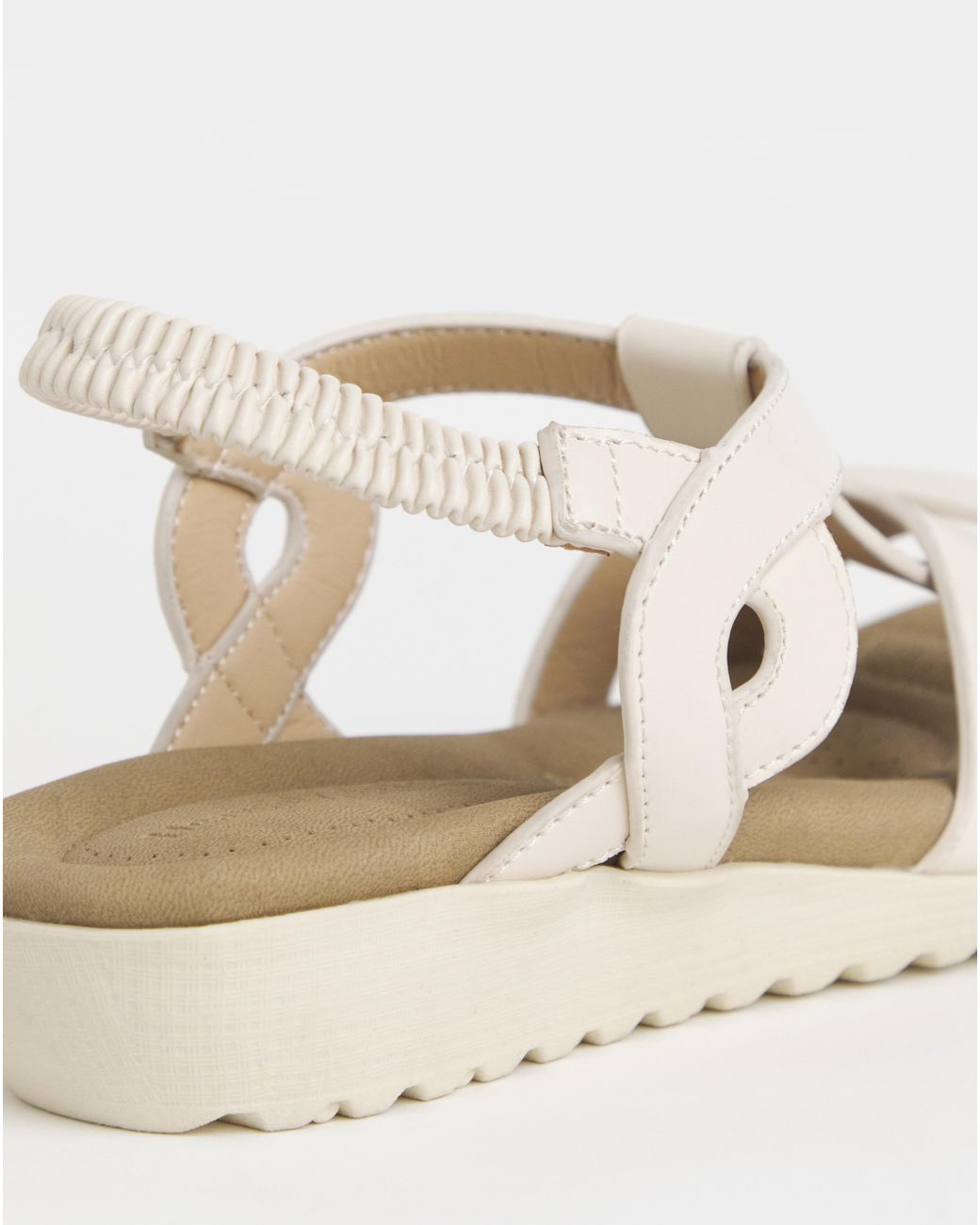Heavenly Soles Natural Twist Detail Comfort Sandal Ex Wide