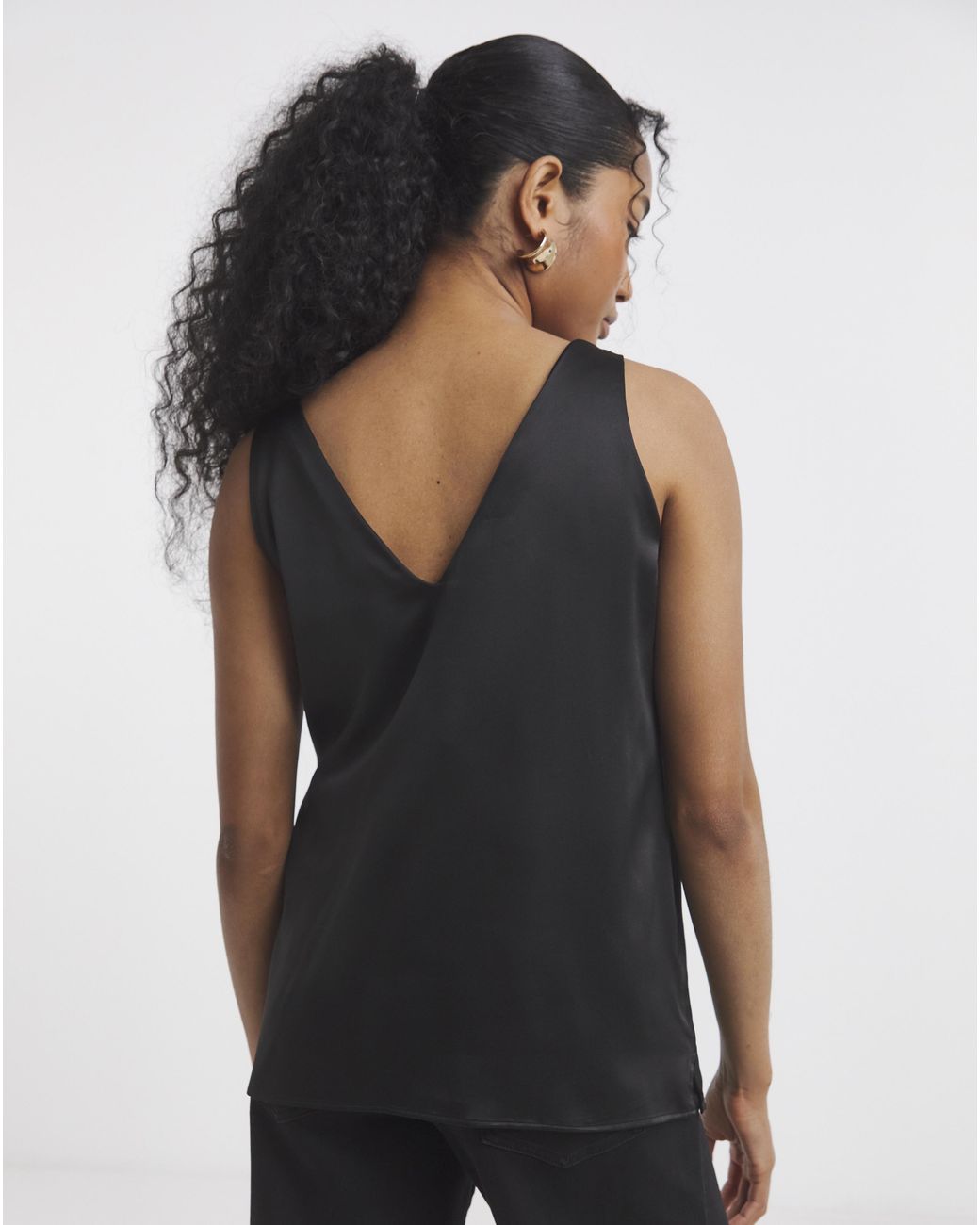 Simply Be Black Sleeveless Criss Cross Satin Cami