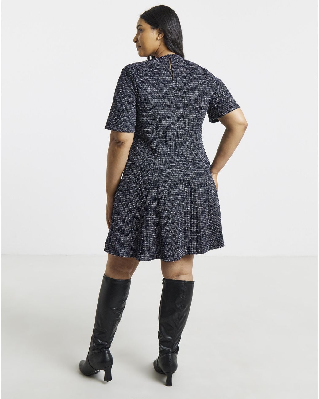 Simply Be Blue Metallic Thread Mini Dress