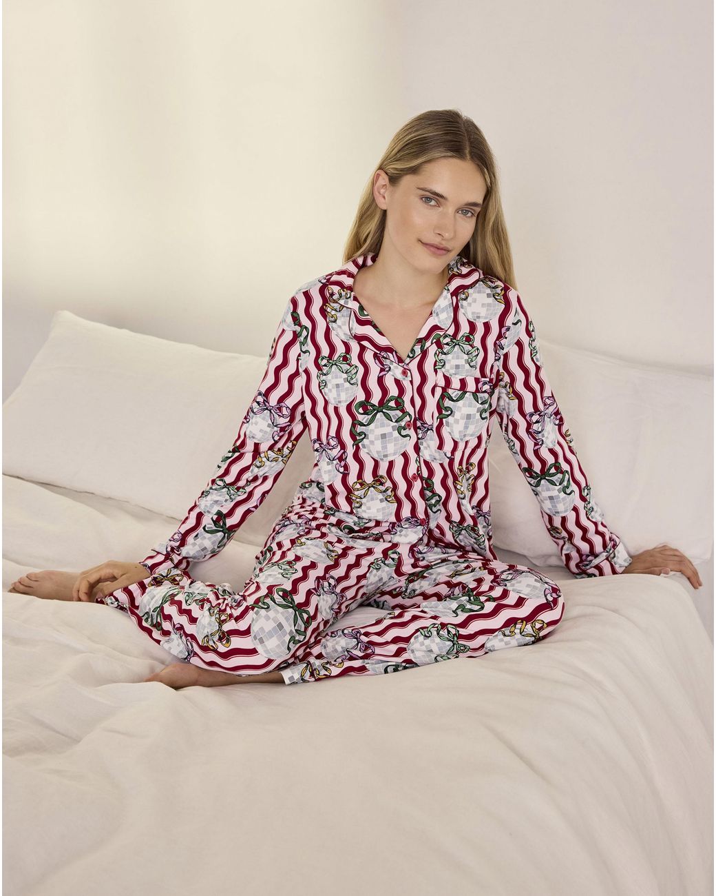 Chelsea Peers Pink Classic Long Button Up Set