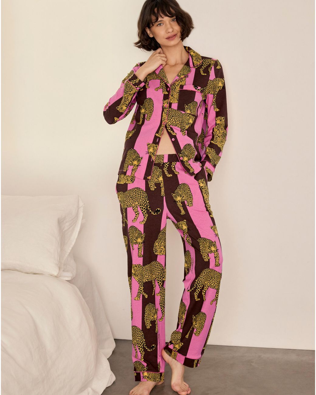 Chelsea Peers Pink Classic Long Button Up Set