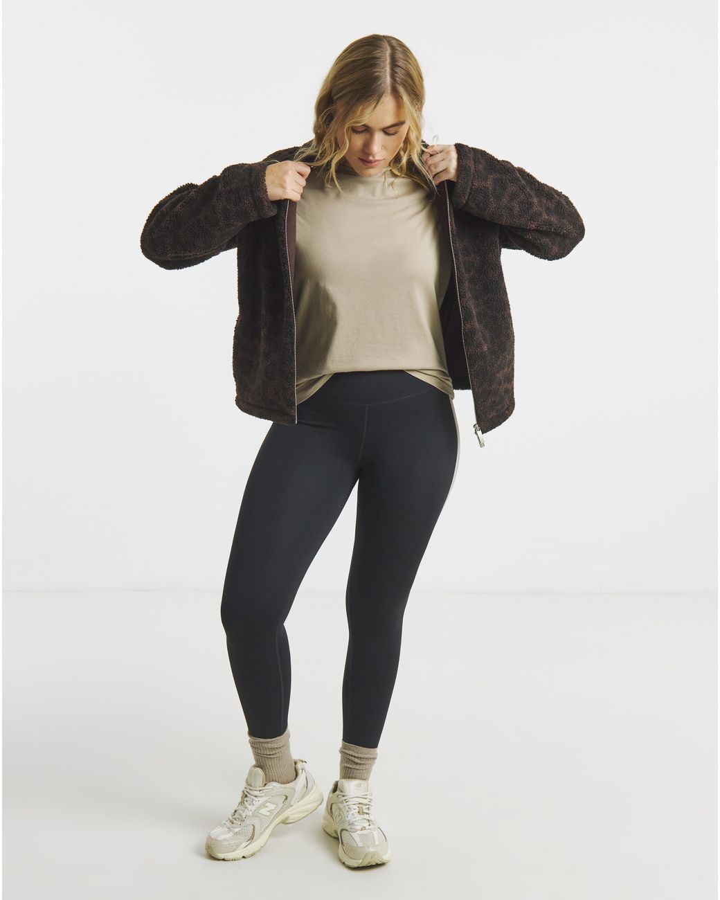 Sweaty Betty Black Collared Printed Fleece
