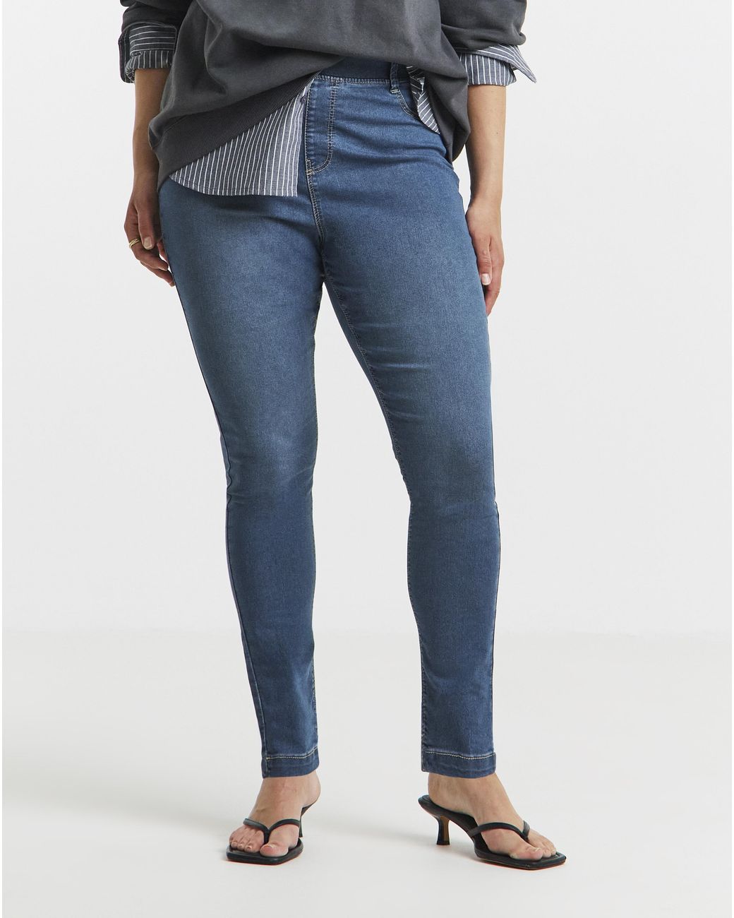 Simply Be Blue Skinny Pull On Jeggings
