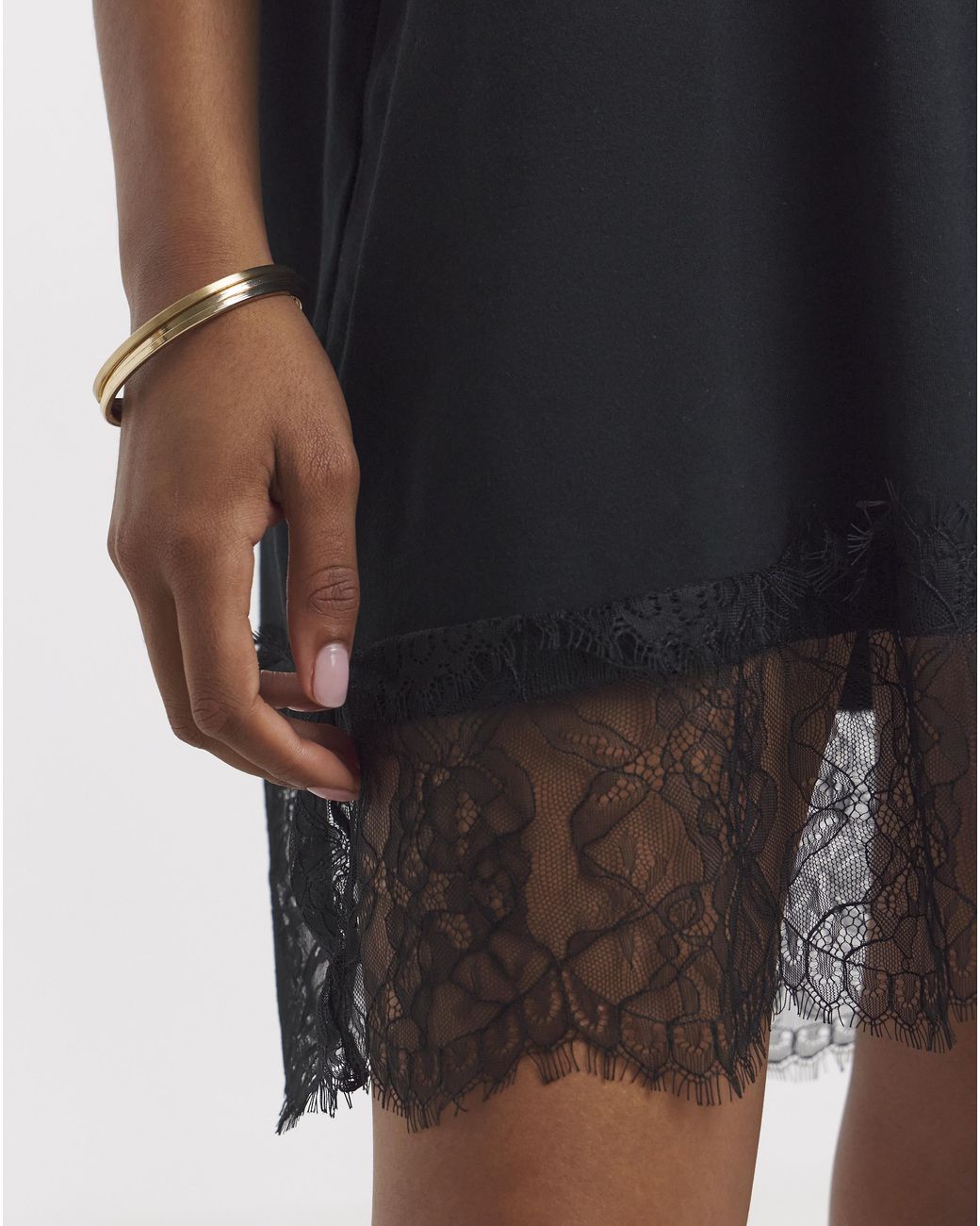 Simply Be Black Lace Hem T-Shirt Dress
