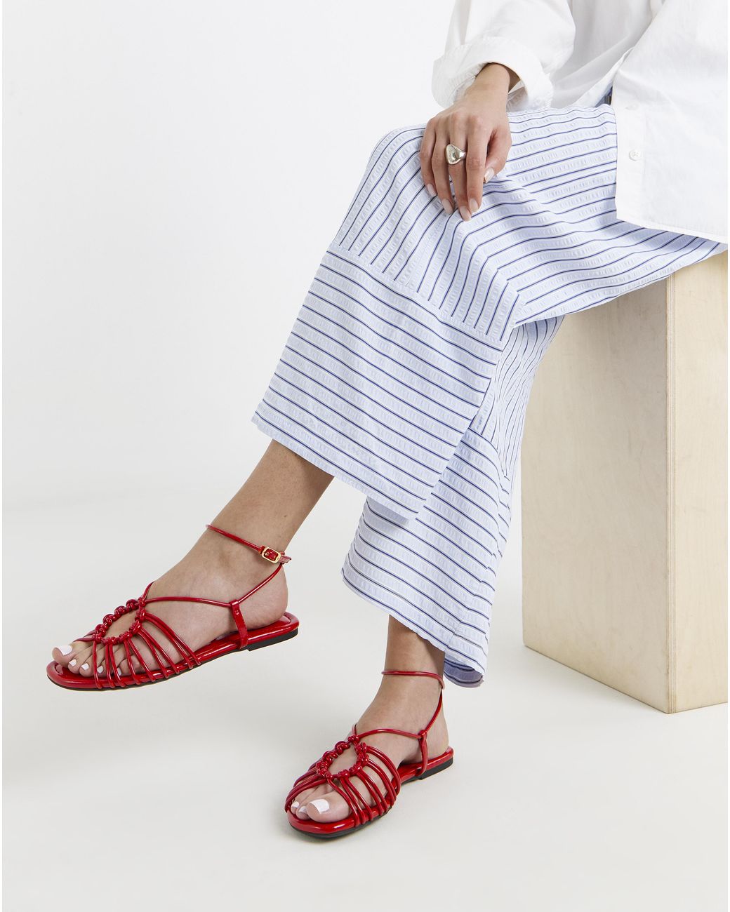 Simply Be White Tubular Woven Sandals Wide