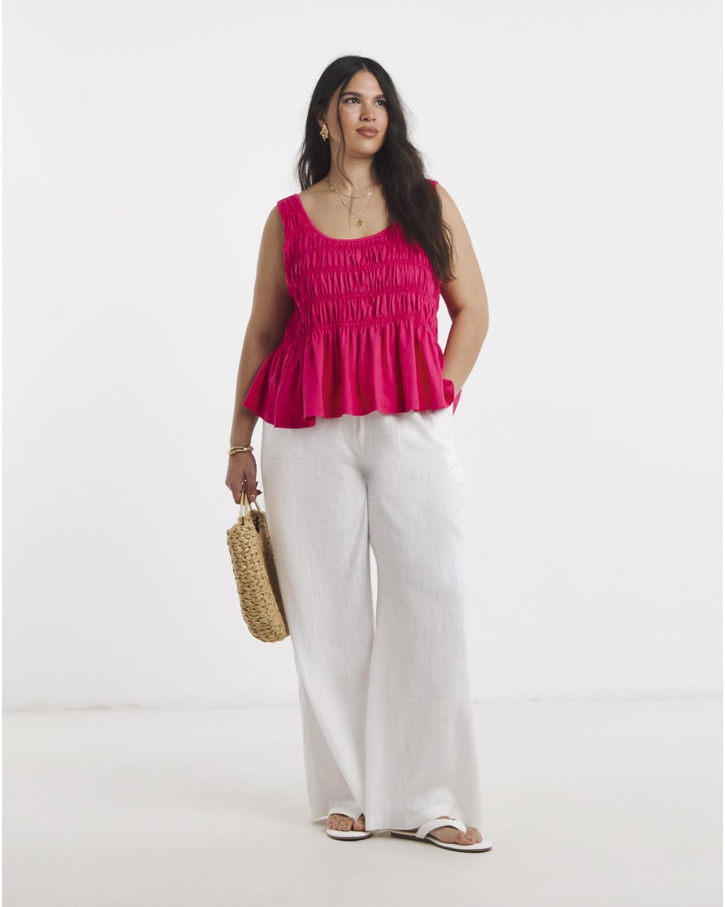 Simply Be Pink Shirred Peplum Vest