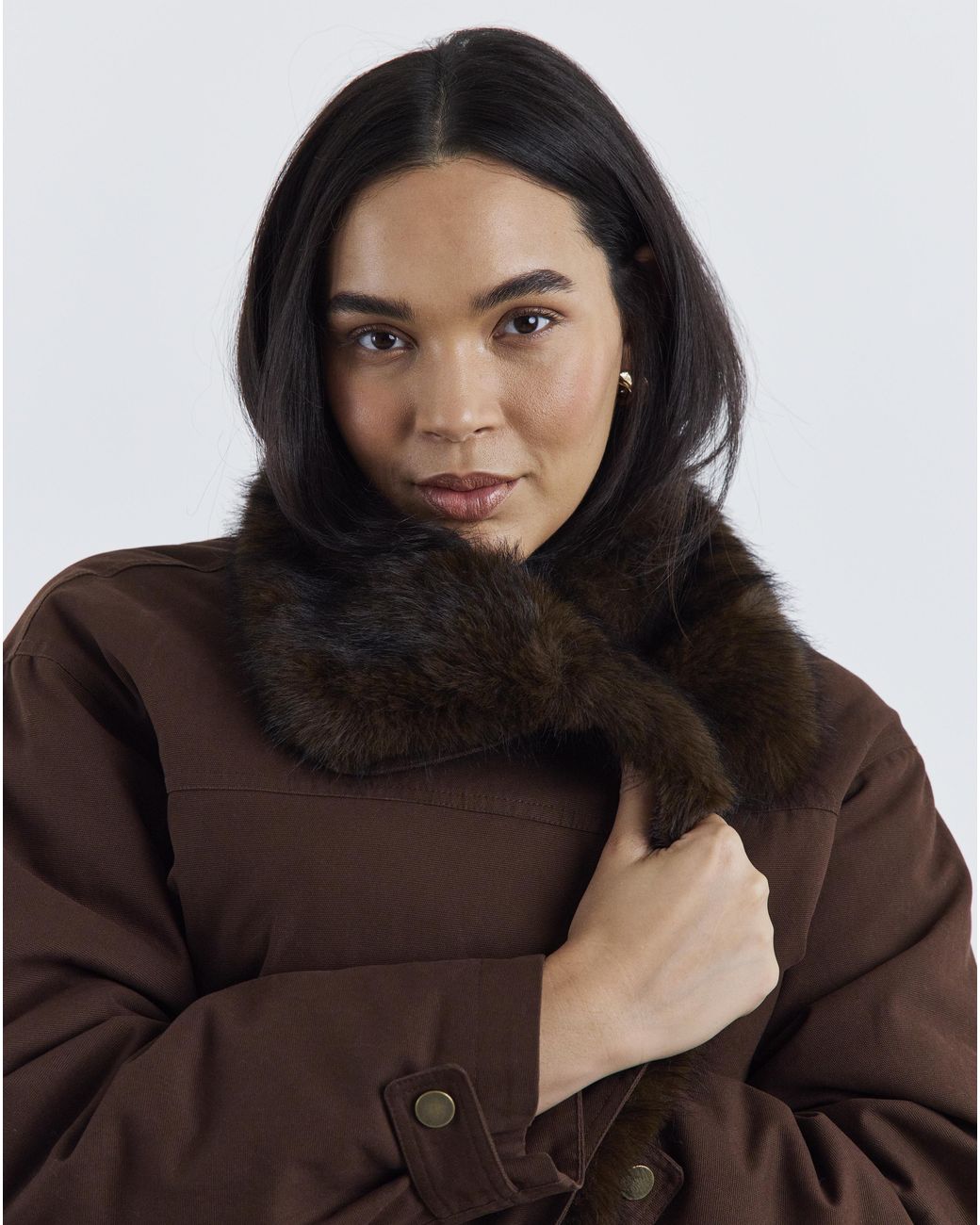 Simply Be Black Faux Fur Collar Parka Jacket