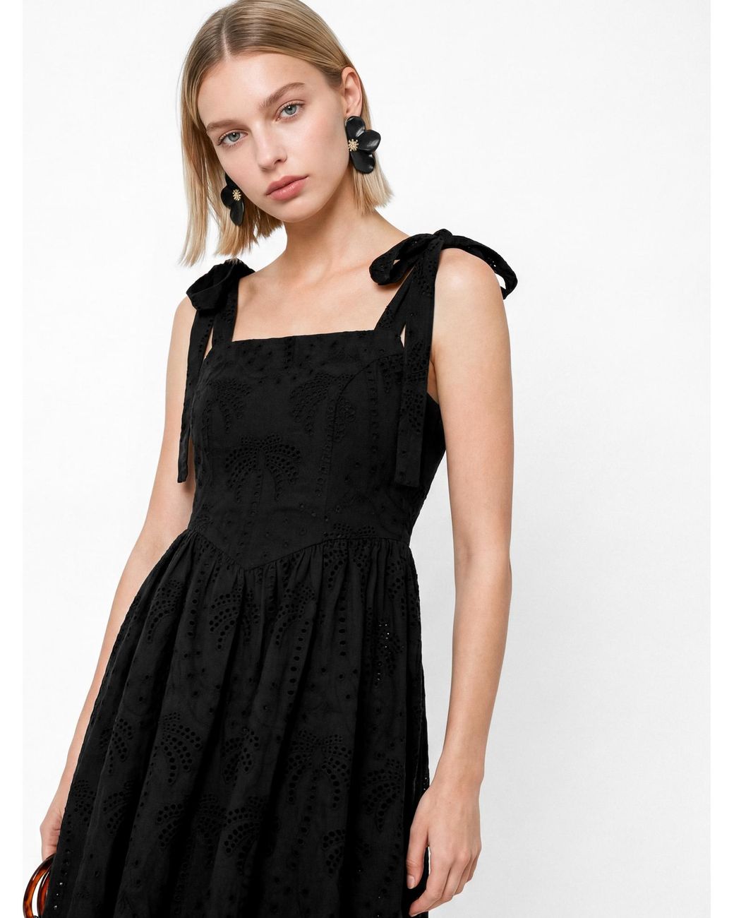 Lovedrobe Black Broderie Strappy Mini Dress