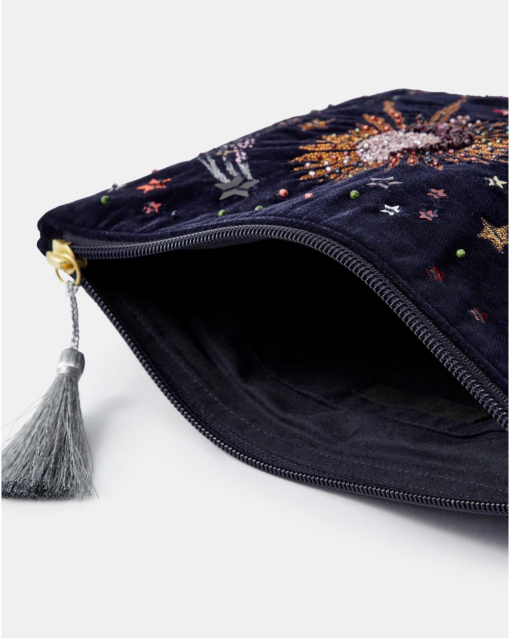 Accessorize Black Embellished Velvet Pouch