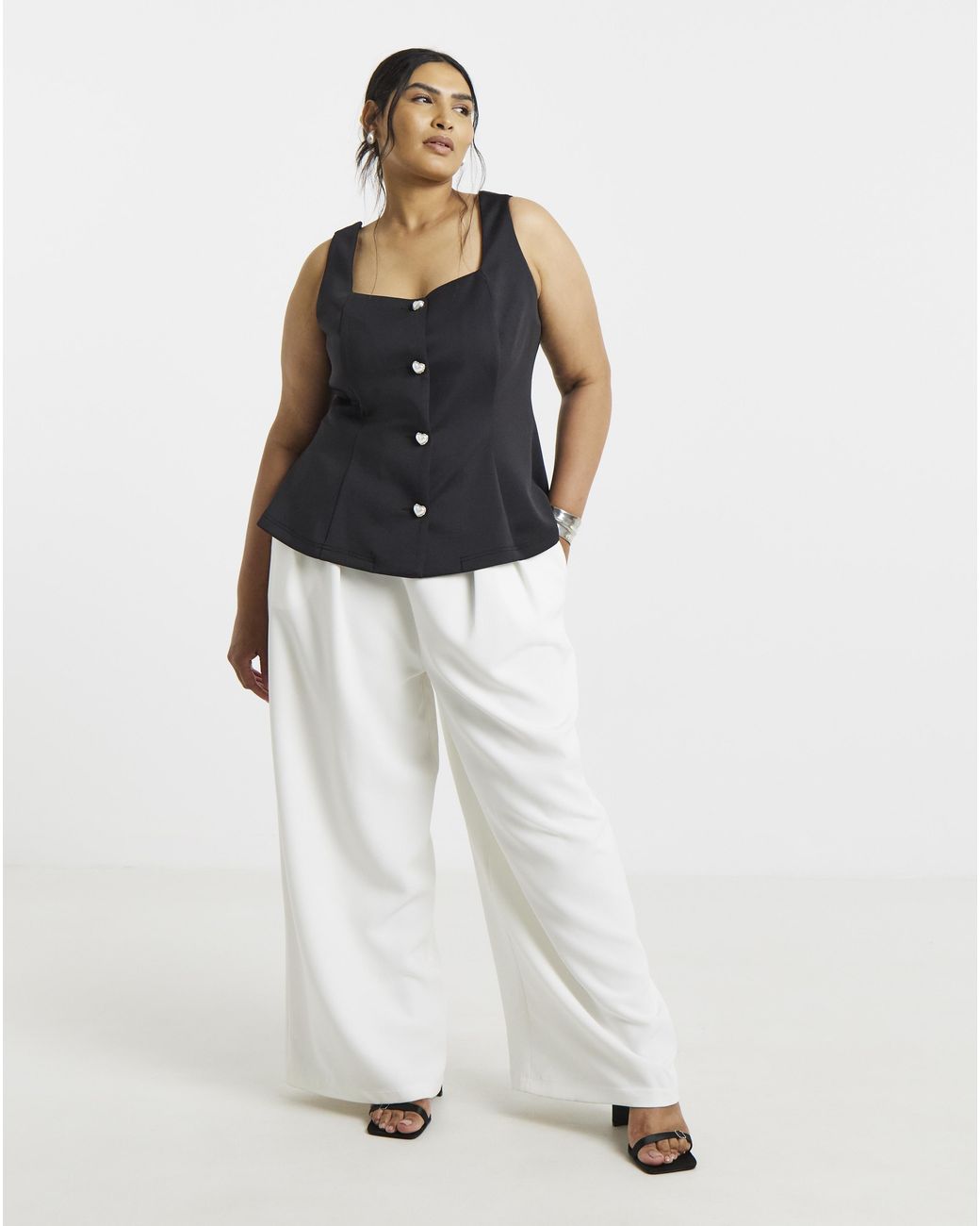 Simply Be Blue Heart Button Waistcoat