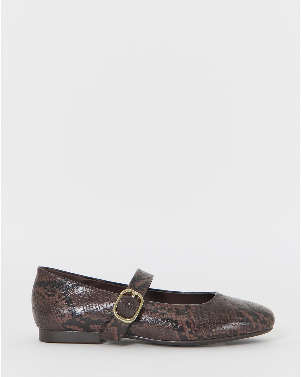 Simply Be Brown Mary Jane Buckle Shoe Extra Wide