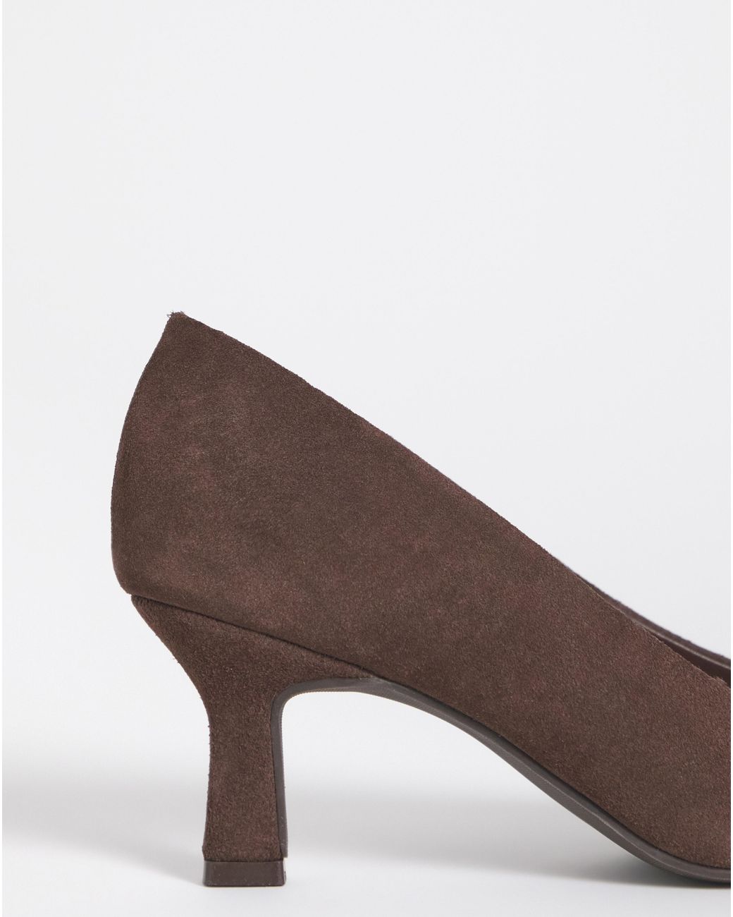 Heavenly Soles Brown Pointed Toe Kitten Heel Shoe Ex Wide