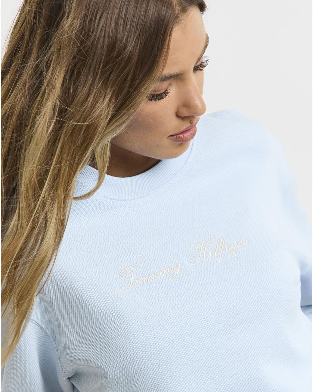 Tommy Hilfiger White Pique Script Sweatshirt